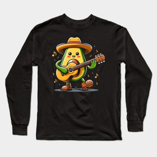 avocado playing guitar - music Long Sleeve T-Shirt